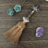 Crystal feather broom three-phase moon quartz pendant amethyst witch altar decoration festival decor magic gift