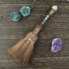 Crystal feather broom three-phase moon quartz pendant amethyst witch altar decoration festival decor magic gift