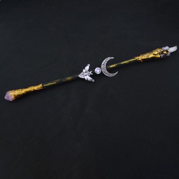Magic Spell Witch Magic Fairy Wand Crystal Triple Crescent Moon Ritual Tool Altar Adornment Banish Evil Wicca Gift