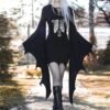 Women's Gothic Dress Batwing Sleeve Halloween Goth Dress Sexy Party Long Sleeve Black Saints Day Bodycon Dresses Cosplay Dress