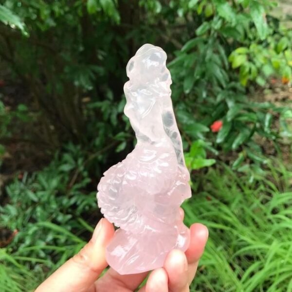 Mermaid Crystal Stones | Natural Stone Mermaid | Carved Crystal Pink | Pink Amethyst Gems - Stones