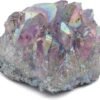 KALIFANO Angel Aura Quartz Geode - Titanium Bonded High Energy Crystal Cuarzo Cluster/Druzy with Information Card - Natural Reiki Rock Used for Clarity and Purpose (Family Owned and Operated)