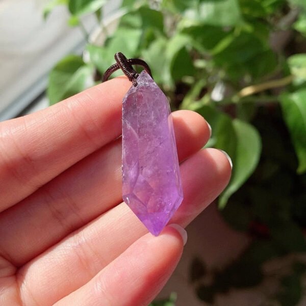 Big Natural Stone Crystal Jewelry Lapis Amethysts Opal Pink Quartz Obsidian Bullet Hexagonal Pendulum Pendant Necklace Amulet