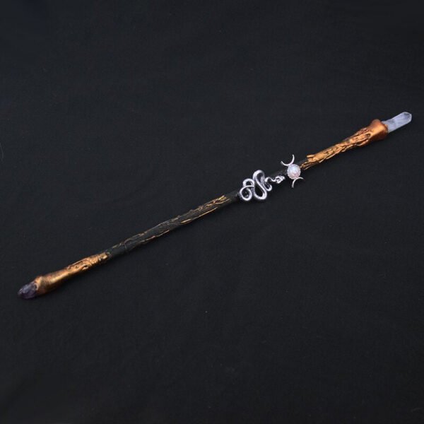 Magic Spell Witch Magic Fairy Wand Crystal Triple Crescent Moon Ritual Tool Altar Adornment Banish Evil Wicca Gift
