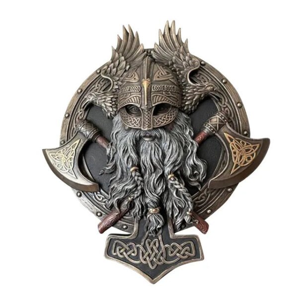 Viking Ares Wall Plaque Eagle Pirate Skull Viking Crazy Warrior Double Axe Wall Decor Home Decor
