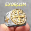 Sacred Guardian: Saint Benedict Exorcism Amulet Men's Ring - Channel Divine Protection