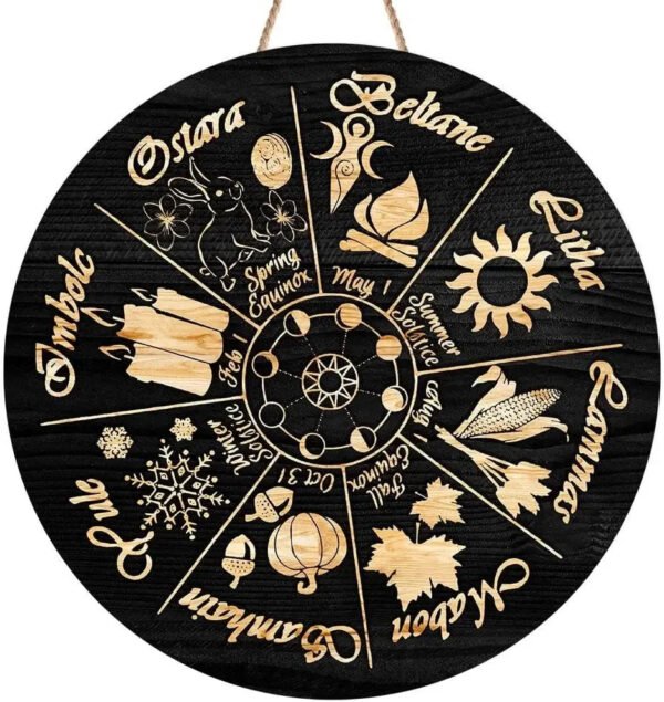 Wheel of the Year Wooden Wall Plaque - Witch Pagan Wiccan Sabbat Decor