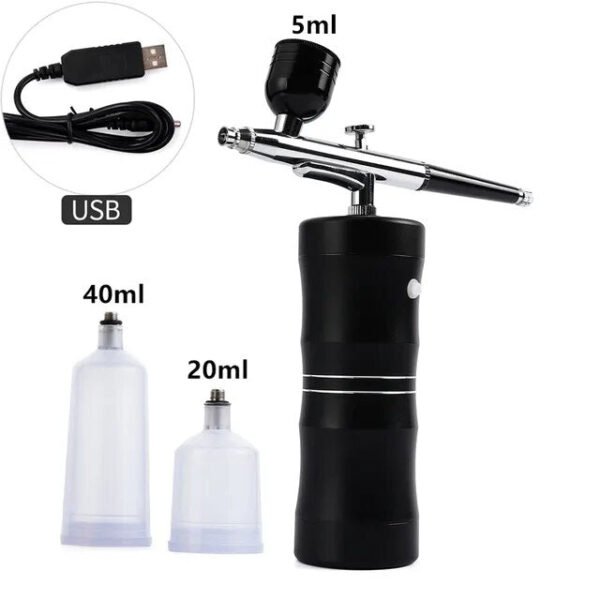 Pink Mini Air Compressor Kit Air-Brush Paint Spray Gun Airbrush For Nail Art Tattoo Craft Cake Nano Fog Mist Sprayer