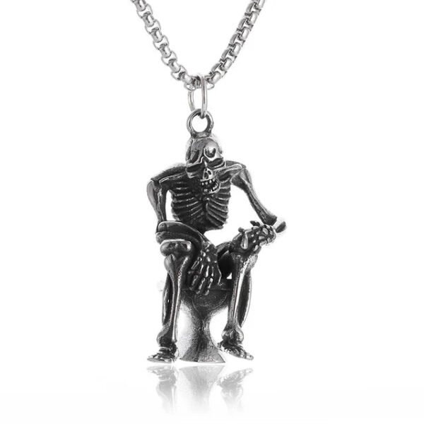 Vintage Gothic Hell Reaper Scythe Pendant Mystical Demon Necklace for Men Personality Punk Halloween Trend Jewelry