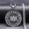 Witch Triple Moon Goddess Hecate Necklace for Women Men Stainless Steel Greek Mythology Chain Necklace Jewelry