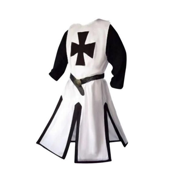 Mens Medieval Crusader Knights Templar Tunic Costumes Renaissance Halloween Surcoat Warrior Black Plague Cloak Cosplay Top