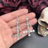 Satanic jewelry Satanic Cross Earrings – Gothic Baphomet Inverted Cross Earrings for Dark Art Lovers
