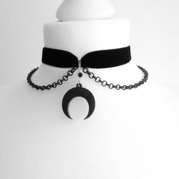 Moon Gothic Chains O Ring Choker gothic choker, moon necklace, moon choker|Choker Necklaces|
