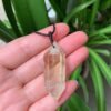 Big Natural Stone Crystal Jewelry Lapis Amethysts Opal Pink Quartz Obsidian Bullet Hexagonal Pendulum Pendant Necklace Amulet
