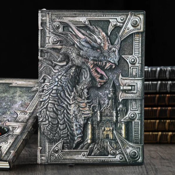 3D Three-dimensional Dragon A5 Notebook European Retro Thickened Pu Embossed Notepad Diary Business Gift Office Supplies