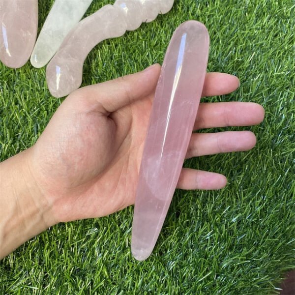 Natural Rose Quartz Yoni Wands Gemstone Crafts Pleasure Wand Body Hand Massage Wood Magic Stone