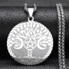 Witch Triple Moon Goddess Hecate Necklace for Women Men Stainless Steel Greek Mythology Chain Necklace Jewelry