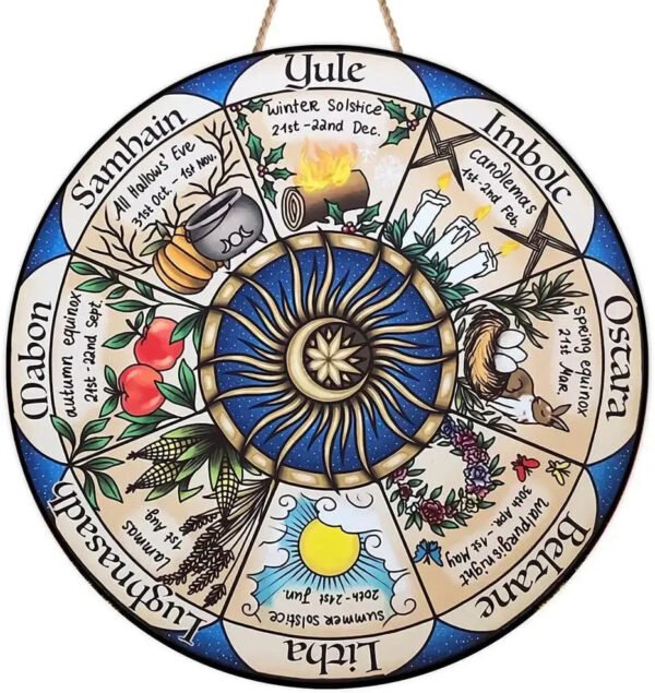 Wheel of the Year Wooden Wall Plaque - Witch Pagan Wiccan Sabbat Decor