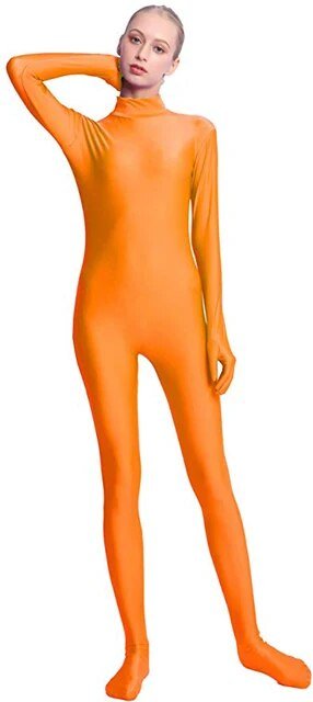 Adult Black Spandex Full Body Zentai Footed Jumpsuit Unisex Bodysuit Women Handed Unitard Skin Tight Halloween Costume