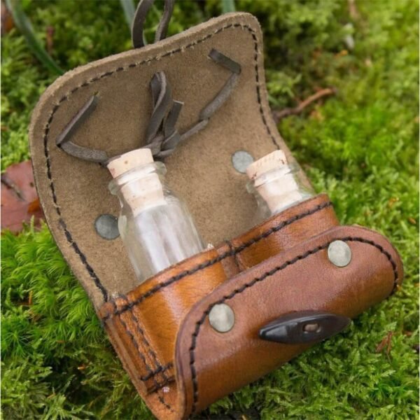 Witchcraft Spell Bottle Pouch With Glass Vial Medieval Witch Wicca Occult Accessory Magical Potion Jar Prop Bag For Costume LARP