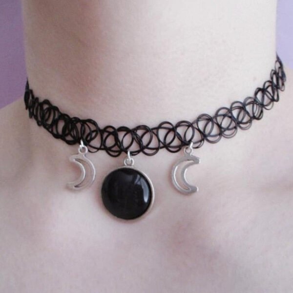 Moon Gothic Chains O Ring Choker gothic choker, moon necklace, moon choker|Choker Necklaces|