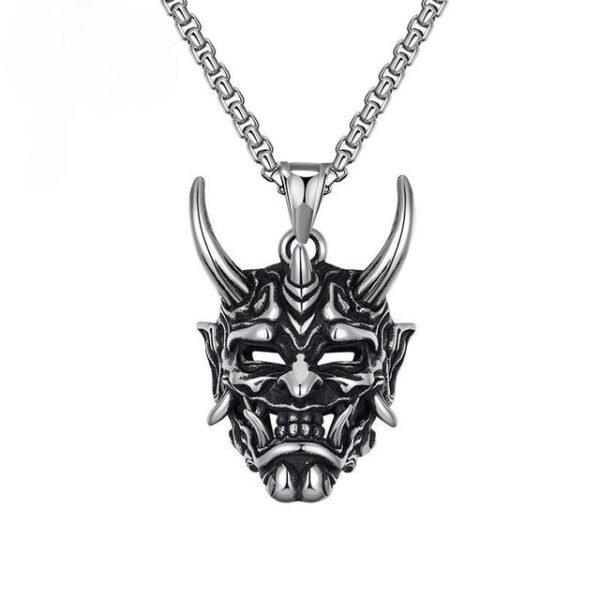 Gothic Devil Skull Grimace Mask Necklaces For Men Fangs Demon Mask Pendant Retro Punk Style Jewelry Gift - Pendants