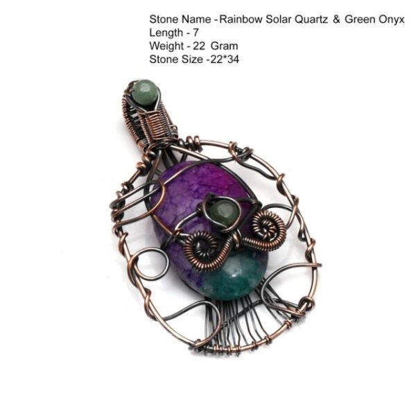 Genuine Labradorite Jasper Agate Turquoise Rutile Ruby Lapis Rhodonite Moonstone Pendant Copper Wire-wrap