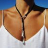 long pendant necklace Bohemian necklace, feather necklace, leaf pendant, bohemian jewelry, leather necklaces
