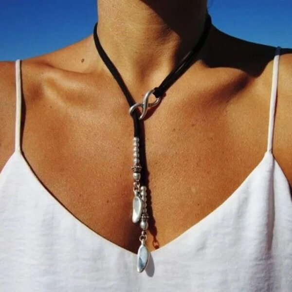 long pendant necklace Bohemian necklace, feather necklace, leaf pendant, bohemian jewelry, leather necklaces