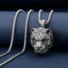 Vintage Metal Tin Lion Head Pendant Necklaces Men's Hip Hop Punk Animal Tiger Bear Wolf High End Couple Sweater Chain Jewelry