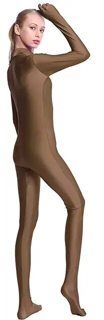 Adult Black Spandex Full Body Zentai Footed Jumpsuit Unisex Bodysuit Women Handed Unitard Skin Tight Halloween Costume