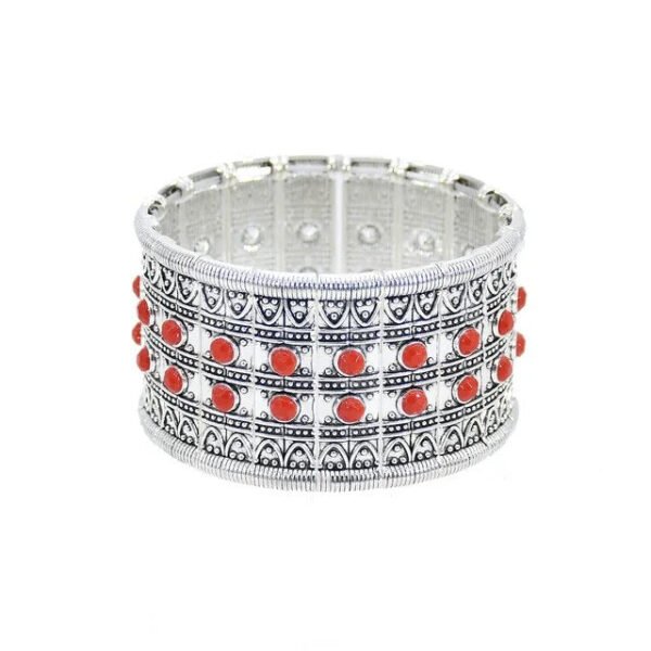 Gypsy Tribal Tibetan Bracelet for Women Boho Vintage Silver Men's Turquoise Elastic Bangles Afghan Turkish Ethnic Indian Jewelry