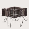 Lace straps, leather waist closure, women's decoration, shaping body, waist closure, black European and American vintage metal