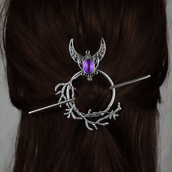 Witch Goddess Crescent Moon Dragonfly Hairstick Fairy Moon Dragonfly Insect Hair Barrette Hairclip Wicca