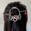 Witch Goddess Crescent Moon Dragonfly Hairstick Fairy Moon Dragonfly Insect Hair Barrette Hairclip Wicca