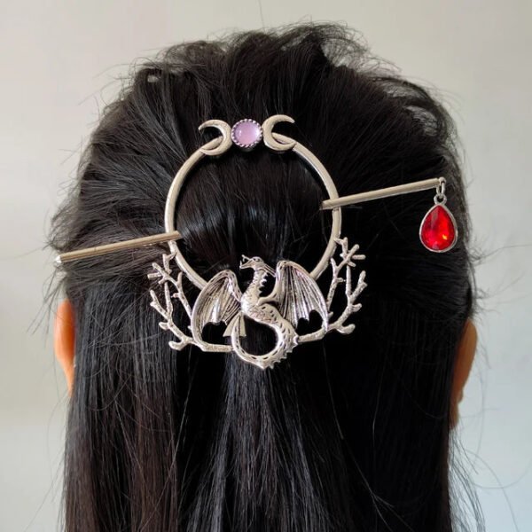 Witch Goddess Crescent Moon Dragonfly Hairstick Fairy Moon Dragonfly Insect Hair Barrette Hairclip Wicca