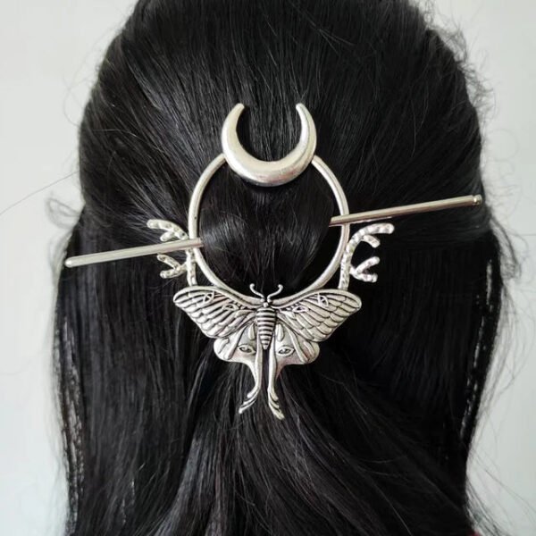 Witch Goddess Crescent Moon Dragonfly Hairstick Fairy Moon Dragonfly Insect Hair Barrette Hairclip Wicca