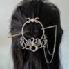 Witch Goddess Crescent Moon Dragonfly Hairstick Fairy Moon Dragonfly Insect Hair Barrette Hairclip Wicca