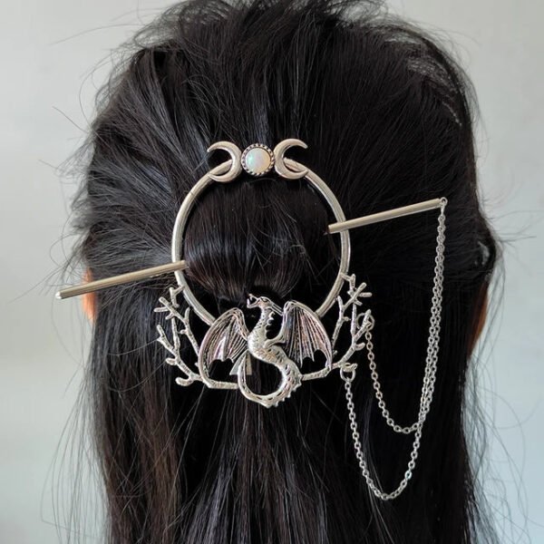 Witch Goddess Crescent Moon Dragonfly Hairstick Fairy Moon Dragonfly Insect Hair Barrette Hairclip Wicca