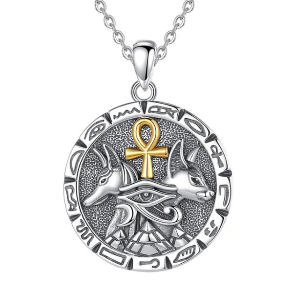 Egyptian Anubis Patron God Necklace Lucky Eye Vintage Wolf Pendant