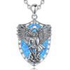 Divine Protection: Sterling Silver Archangel Michael Necklace with Abalone Shell & Malachite Amule