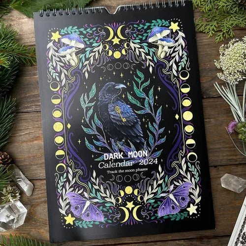 Calendar for a Magical 2024 Wall Calendar Creative Animals Witch Calendar New Year Monthly Planner Art for Wall Decoration