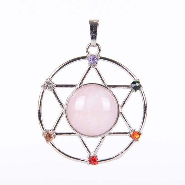 New Natural Stone Hexagram Pendant Necklace Spiritual Star of David Healing Chakra Beads Fashion Jewelry