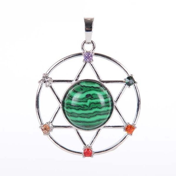 New Natural Stone Hexagram Pendant Necklace Spiritual Star of David Healing Chakra Beads Fashion Jewelry
