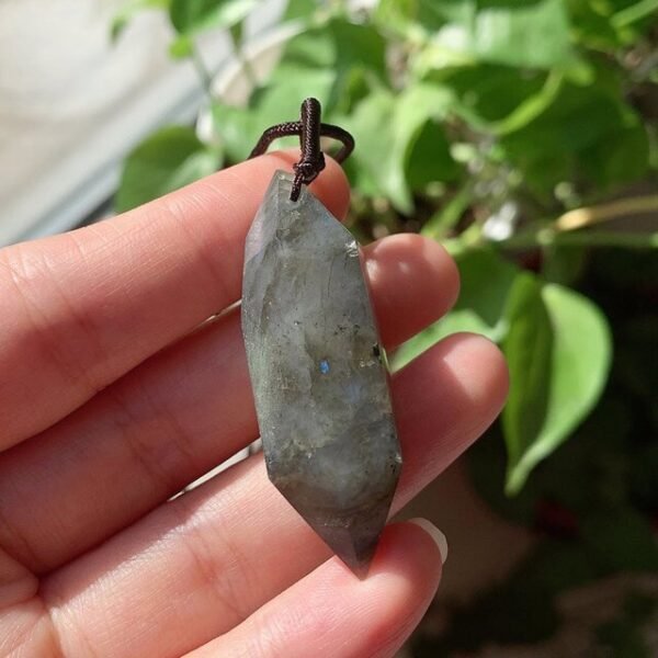 Big Natural Stone Crystal Jewelry Lapis Amethysts Opal Pink Quartz Obsidian Bullet Hexagonal Pendulum Pendant Necklace Amulet