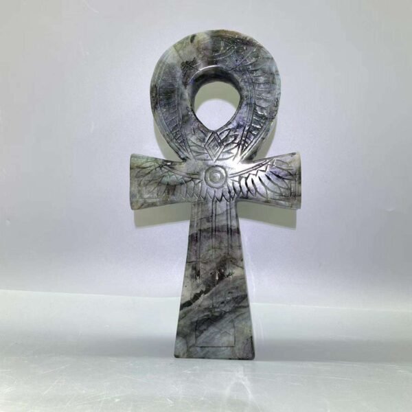 large size labradorite anka cross crystal egyptian key of life ankh