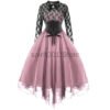 Women Gothic Punk Vintage Party Dresses Sleeveless Cross Back Lace Patchwork Halter Lace Up Court Corset Swing Dress