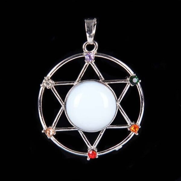 New Natural Stone Hexagram Pendant Necklace Spiritual Star of David Healing Chakra Beads Fashion Jewelry