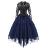 Women Gothic Punk Vintage Party Dresses Sleeveless Cross Back Lace Patchwork Halter Lace Up Court Corset Swing Dress