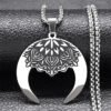Witch Triple Moon Goddess Hecate Necklace for Women Men Stainless Steel Greek Mythology Chain Necklace Jewelry